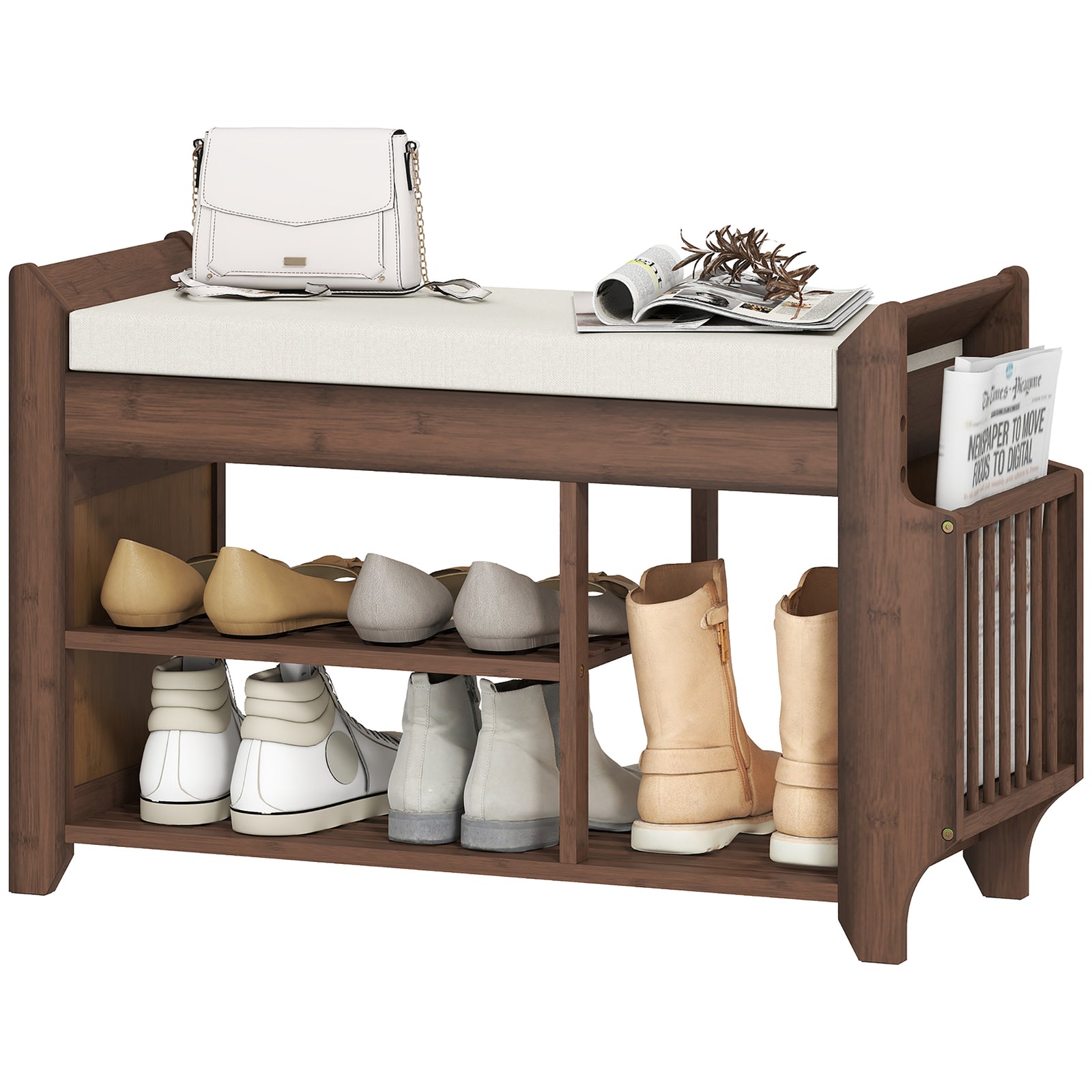 Shoe Bench Cushioned Seat 100 Cm | Dark Brown