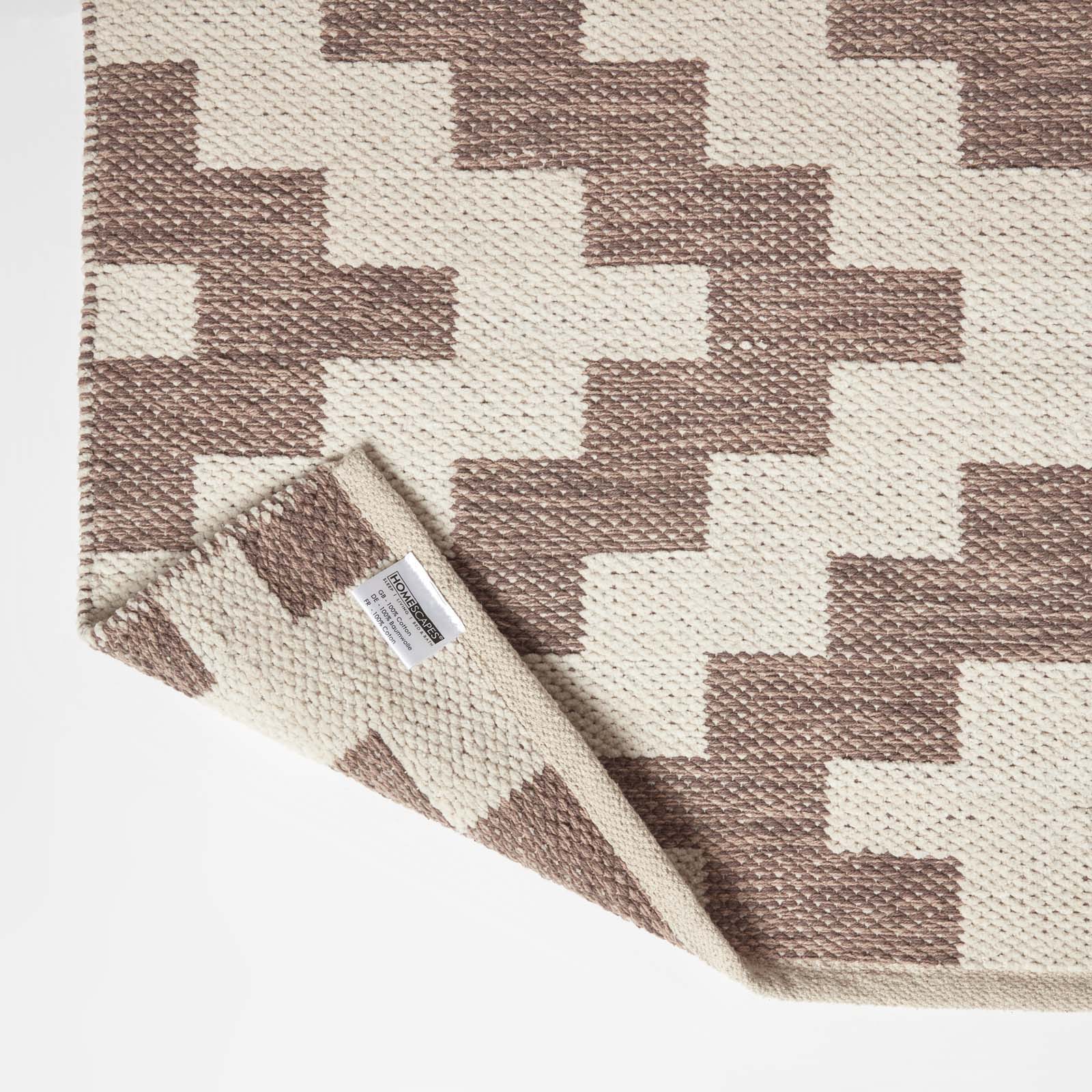 Malina Brown & Natural Kilim Cotton Rug | 200cm | Natural