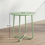 Metal Garden Side Table, 48 Cm Round Outdoor Table | Green