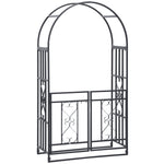 Dark Grey Metal Garden Arch With Double Gates