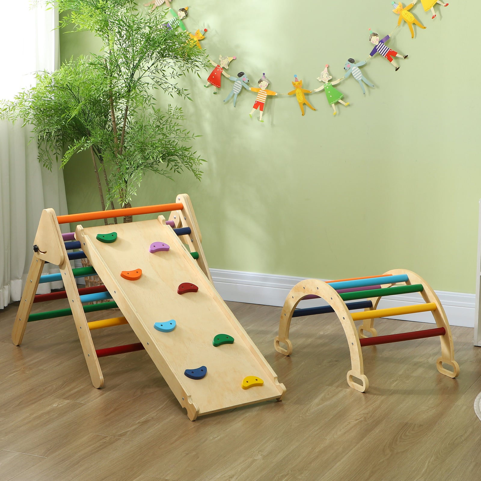 Aiyaplay 5 In 1 Toddler Climbing Frame With Ramp, Arch, For 18-48 Months