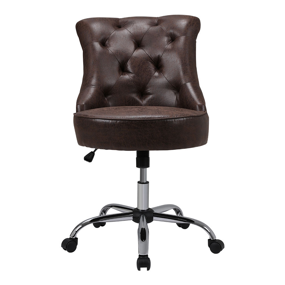 Mid-back Pu Leather Buttoned Swivel Office Chair