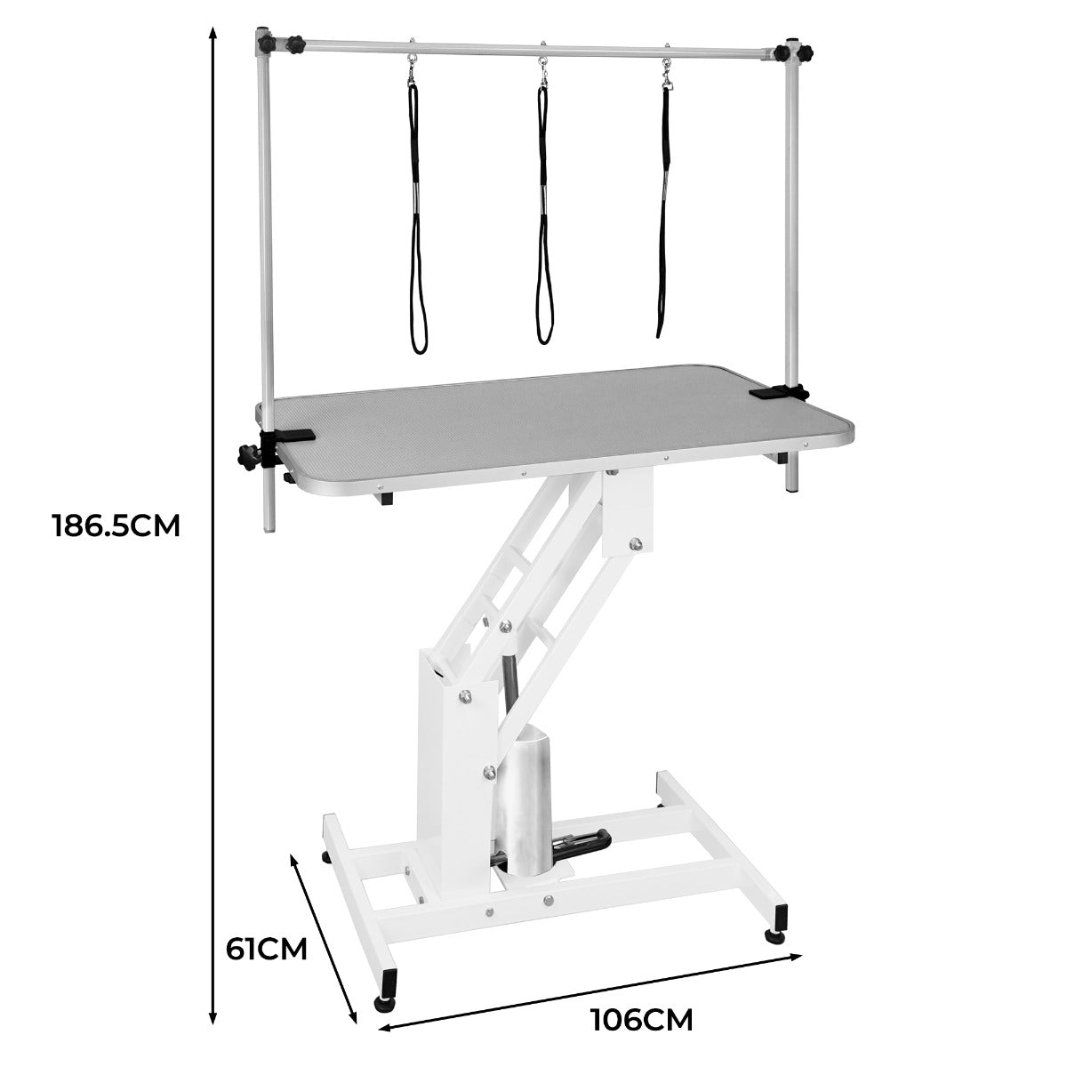 White Hydraulic Grooming Table | Grey