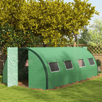 6x3m Polytunnel Greenhouse W/ Doors & Windows - Green