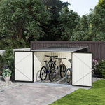 4 Bike Storage Shed Outdoor Lockable Bicycle Storage House Metal Garden Bike Shed with  Racks & Sloped Roof