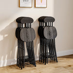 2 Pieces Compact Wooden Folding Chair With Metal Legs | Set of 2 | Black