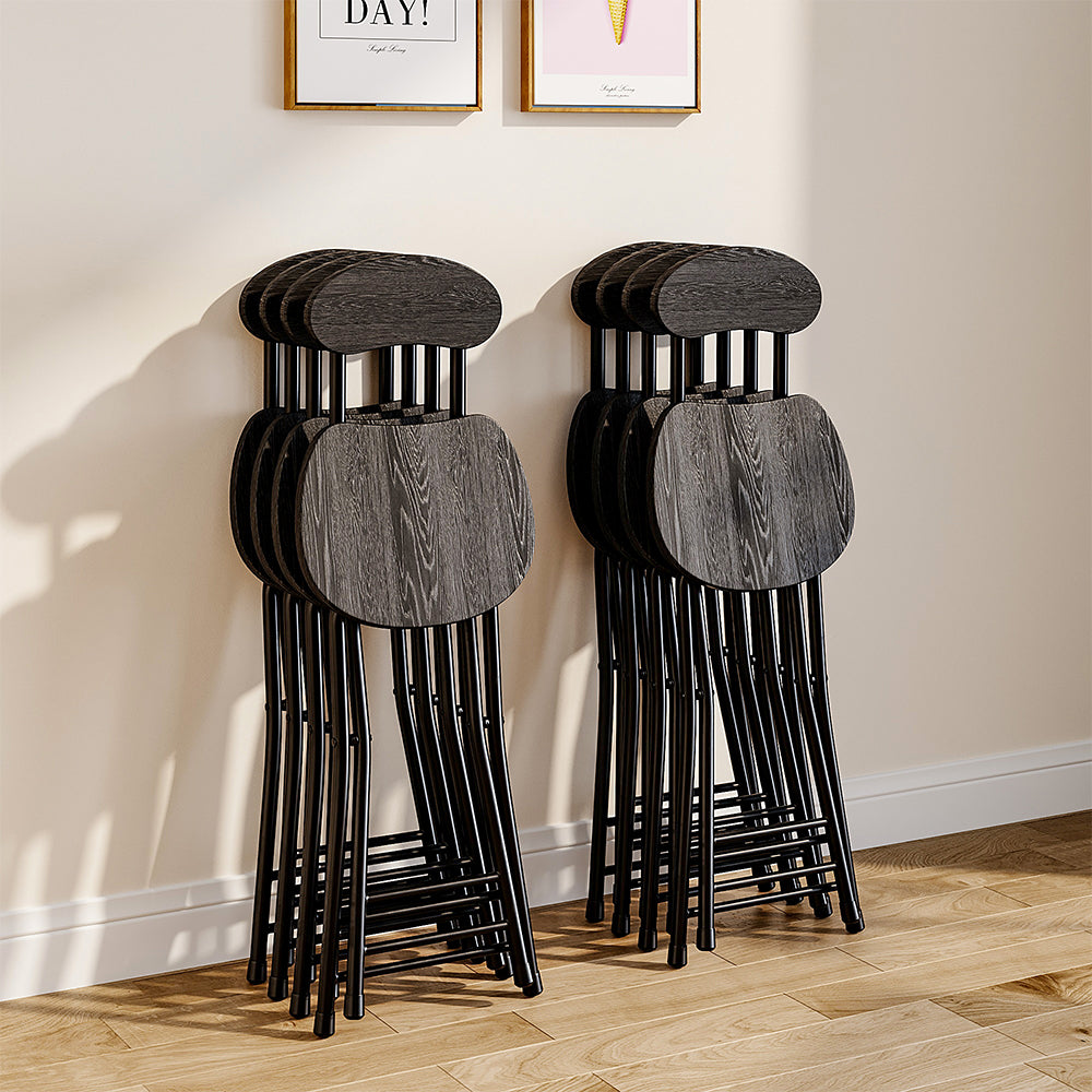 2 Pieces Compact Wooden Folding Chair With Metal Legs | Set of 2 | Black