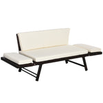 2 In 1 Rattan Folding Daybed Sofa Garden Chaise Lounger | Brown