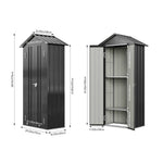 Metal Garden Storage Cabinet 2.7×1.9 Ft Apex Roof Shed With Adjustable 2 Shelves &  Lockable Double Doors | Charcoal Black