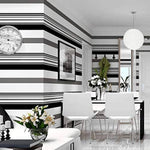 Modern Black White Grey Striped Non-woven Wallpaper