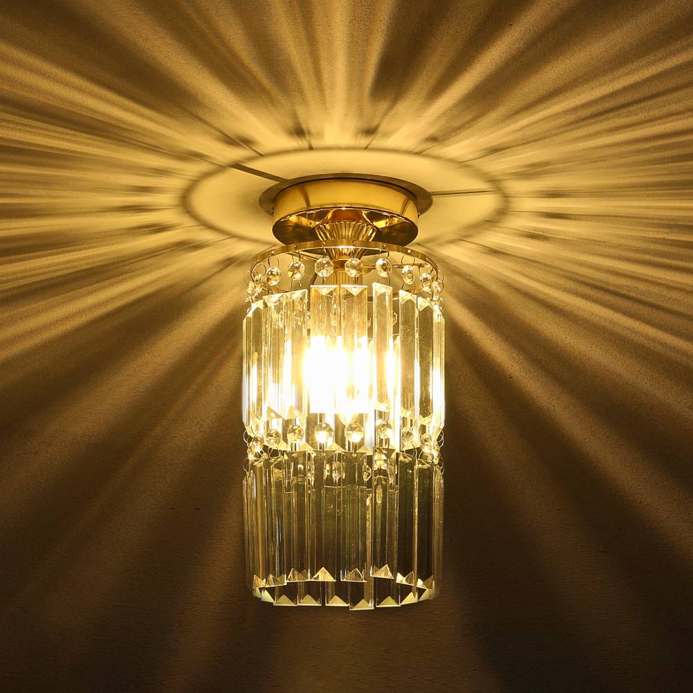 Modern Gold Crystal Ceiling Light 25cm Diameter, 29cm Height, Single Head Round Chandelier