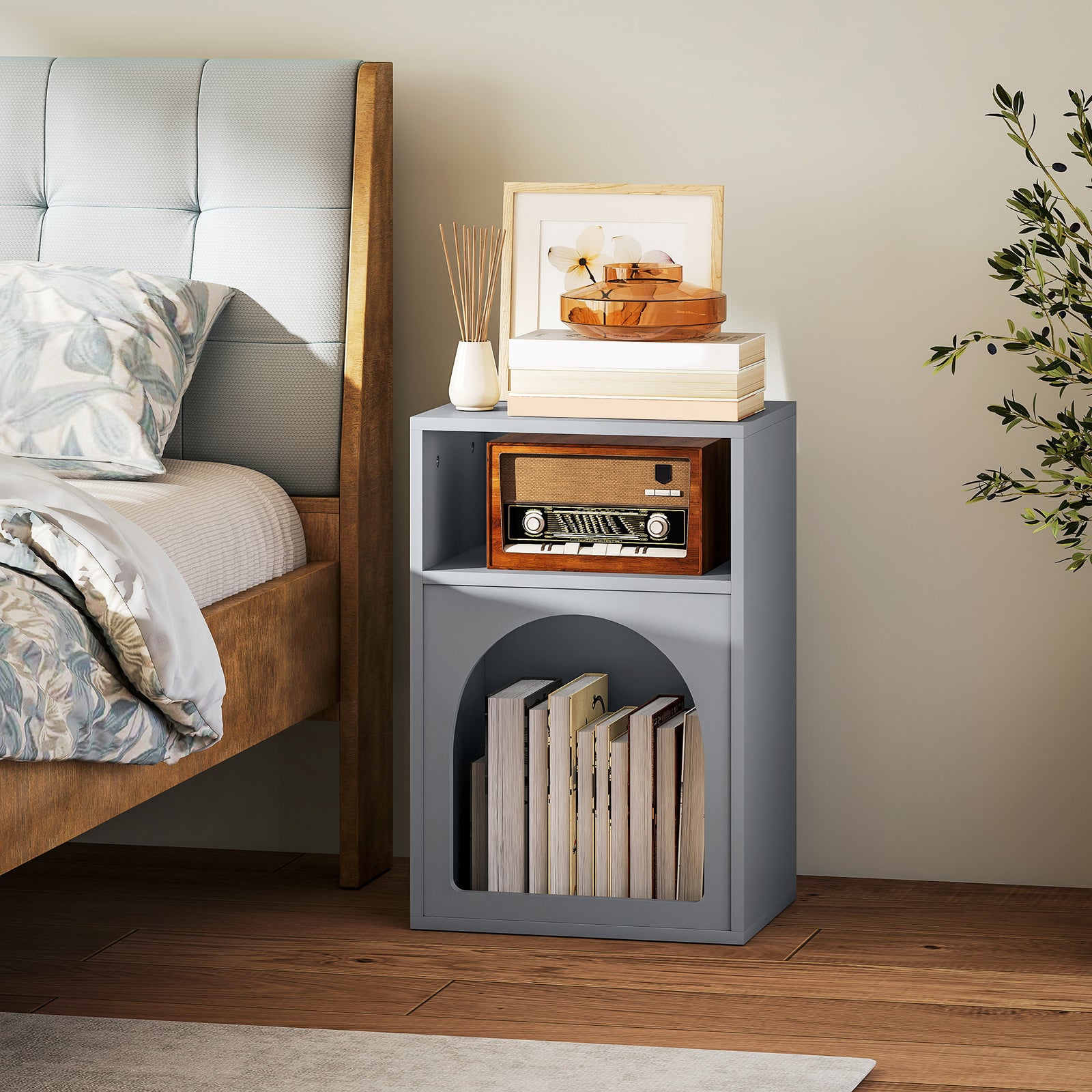 Bedside Table, Modern Bedside Cabinet For Bedroom | Grey
