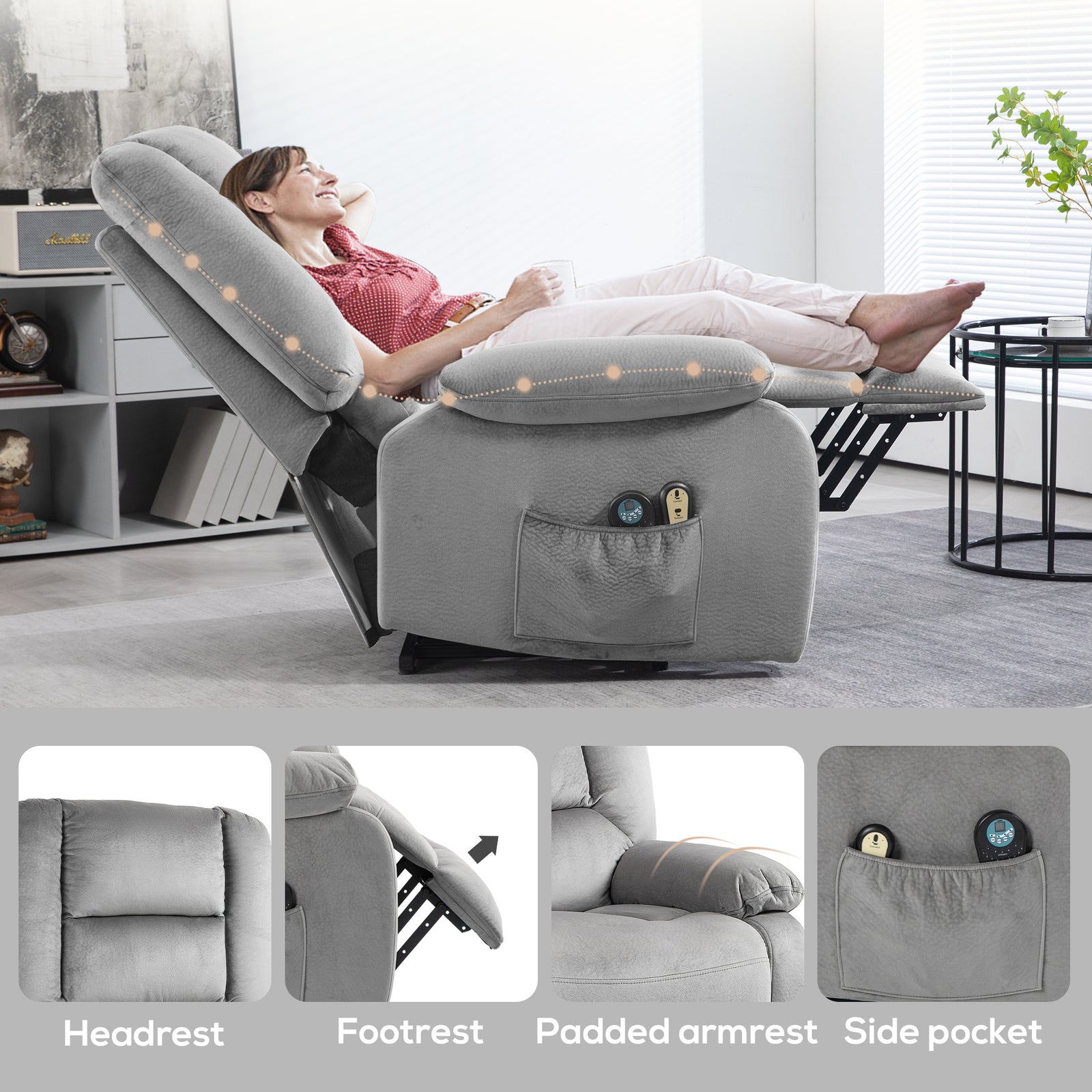 Riser Recliner Chair Lift W/ Vibration Heat