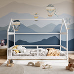 Kids House Bed Frame With Guardrails – 190cm X 90cm Solid Pine Wood Low Design White Montessori Toddler Bed