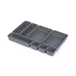 8pc Interlocking Drawer Organiser Grey