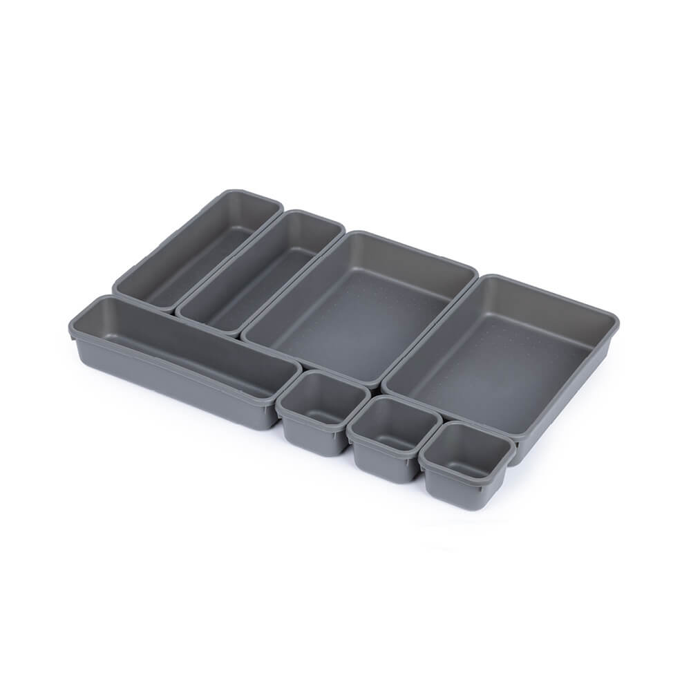 8pc Interlocking Drawer Organiser Grey