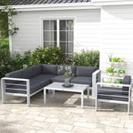 5 Pcs Garden Sofa Set W/ Cushions, Aluminium Furniture Sets | Light Slate Gray