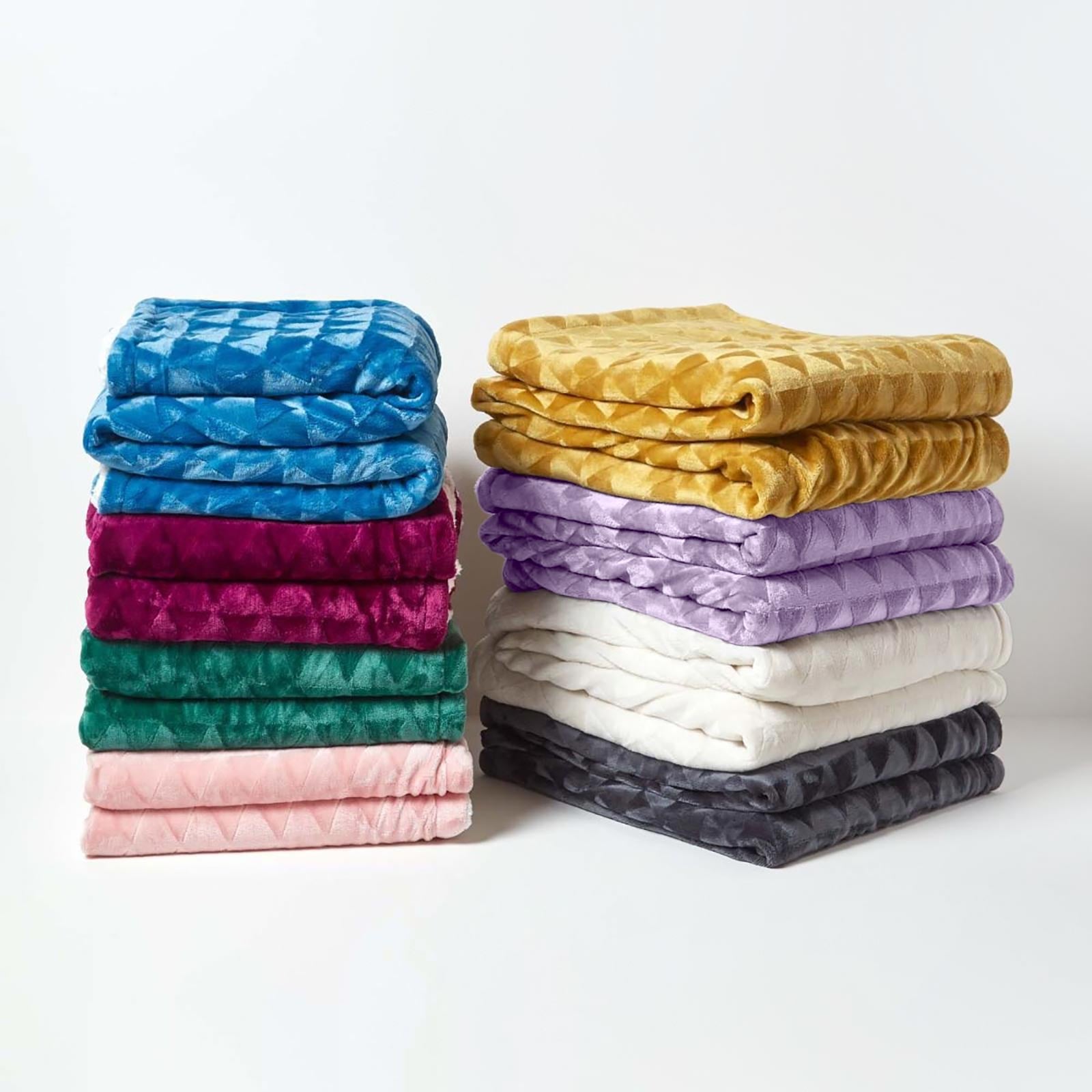 Geometric Triangle Velvet Throw | 200cm x 230cm | Purple