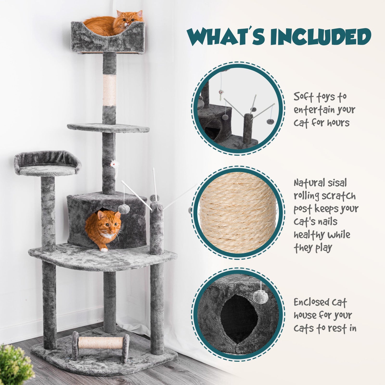4 Tier Cat Activity Tree And Scratching Post
