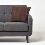 Real Leather Suede Cushion With Feather Filling | 45cm x 45cm | Chocolate