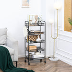 5 Tier Utility Rolling Cart With Removable Mesh Baskets