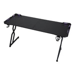 120cm/140cm/160cm W Gaming Desk With Mouse Pad, Cup Holder & Headphone Hook Sturdy Computer Table With Led Lights | Large | Black