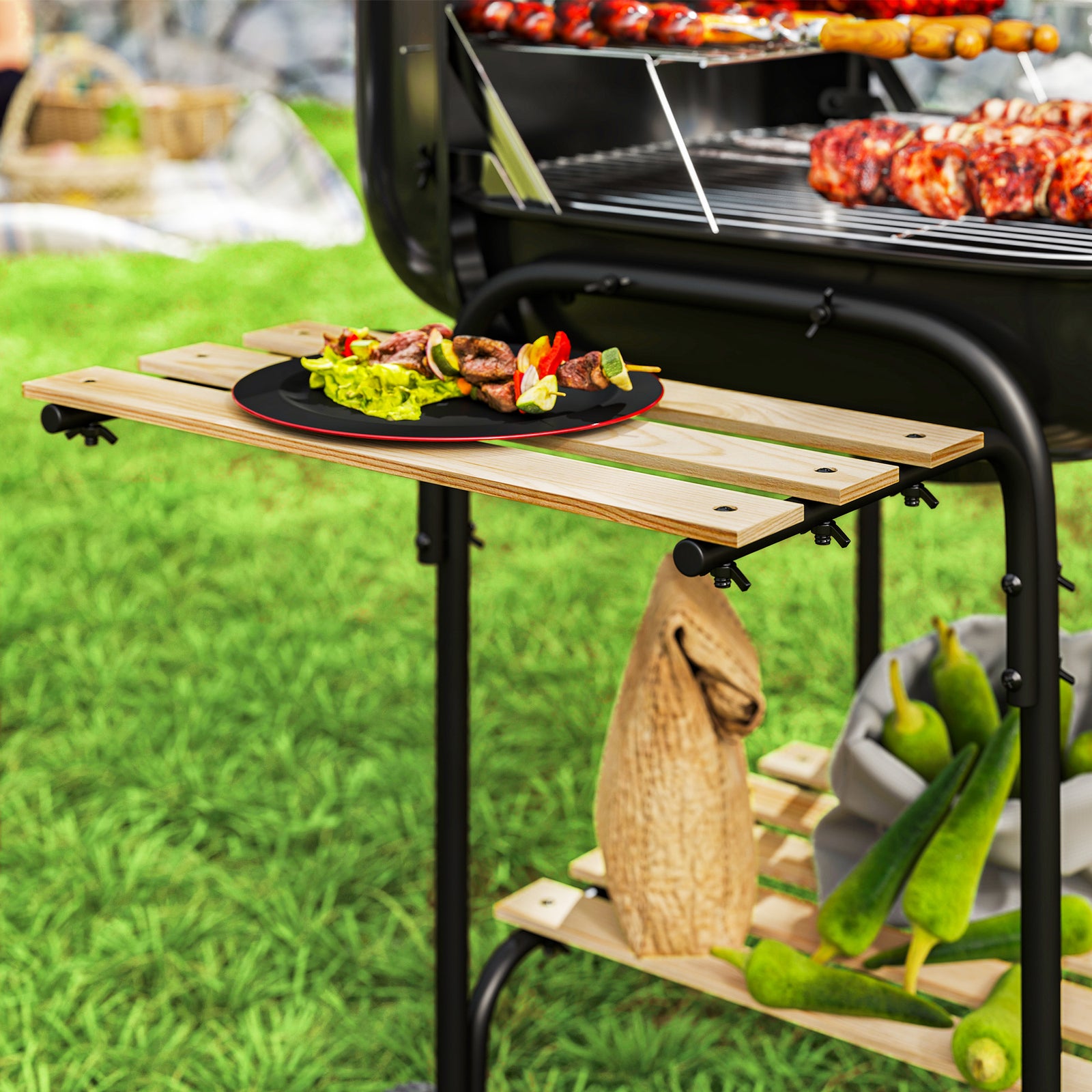 Charcoal Barbecue Grill Portable Bbq Grill | Black