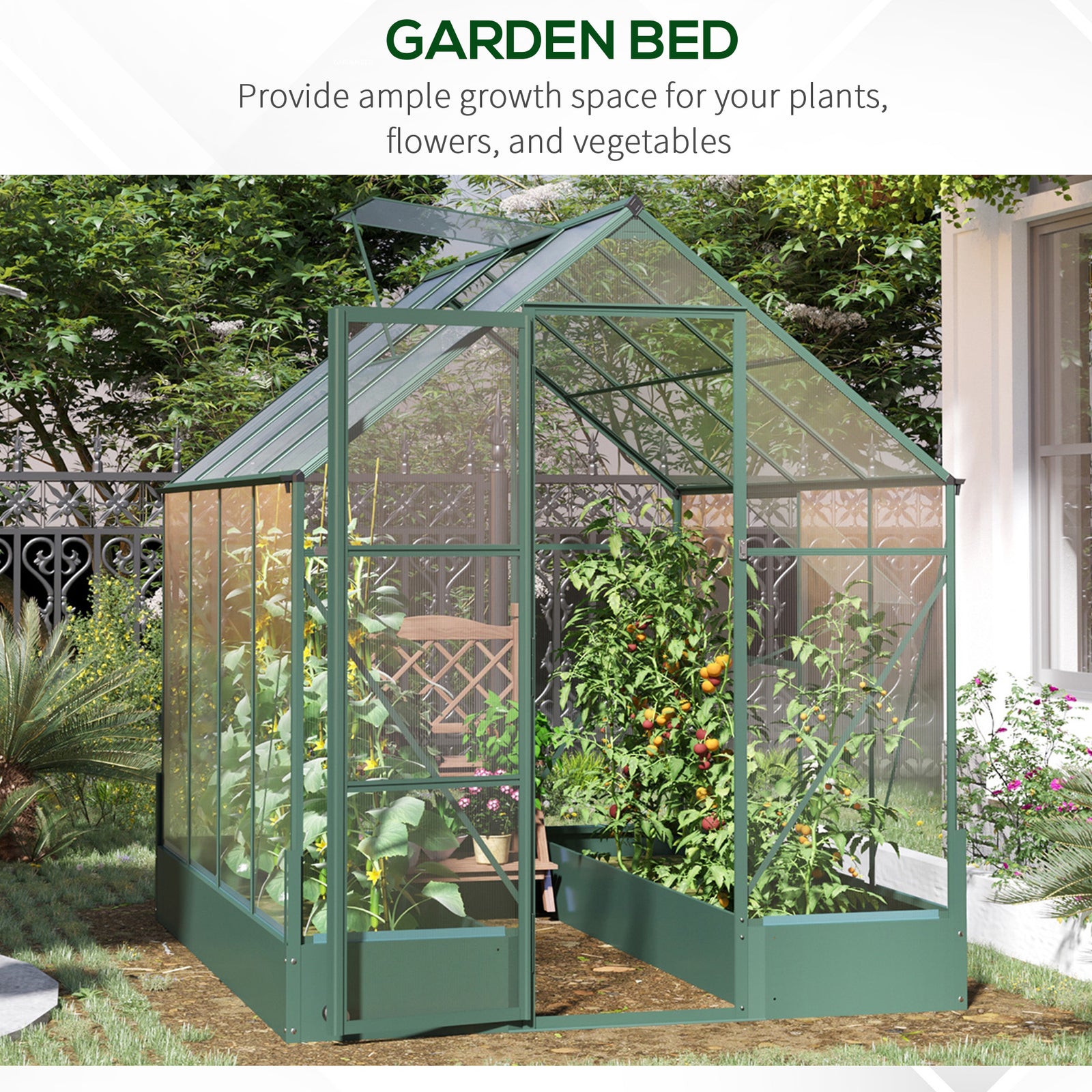 Walk-in Polycarbonate Greenhouse - 6x8ft