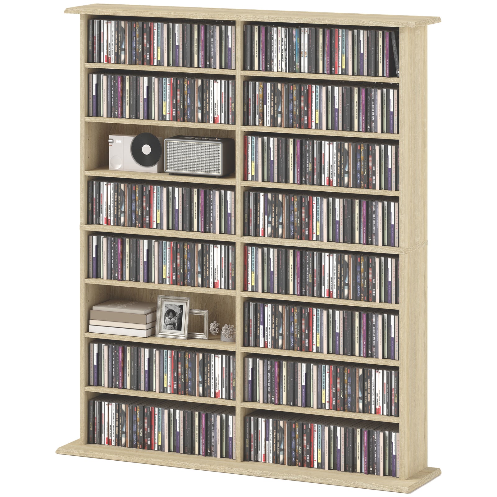 Cd Storage Unit Dvd Tower Blu-ray Storage Shelf For Office | Large | Natural
