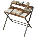 HOMCOM Folding Desk With 2-tier Shelf For Home Office