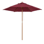 2.5m Wood Garden Parasol Sun Shade | Red
