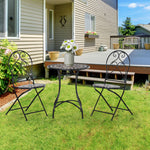 3 Pcs Garden Bistro Set With Balcony Table And Chairs Metal