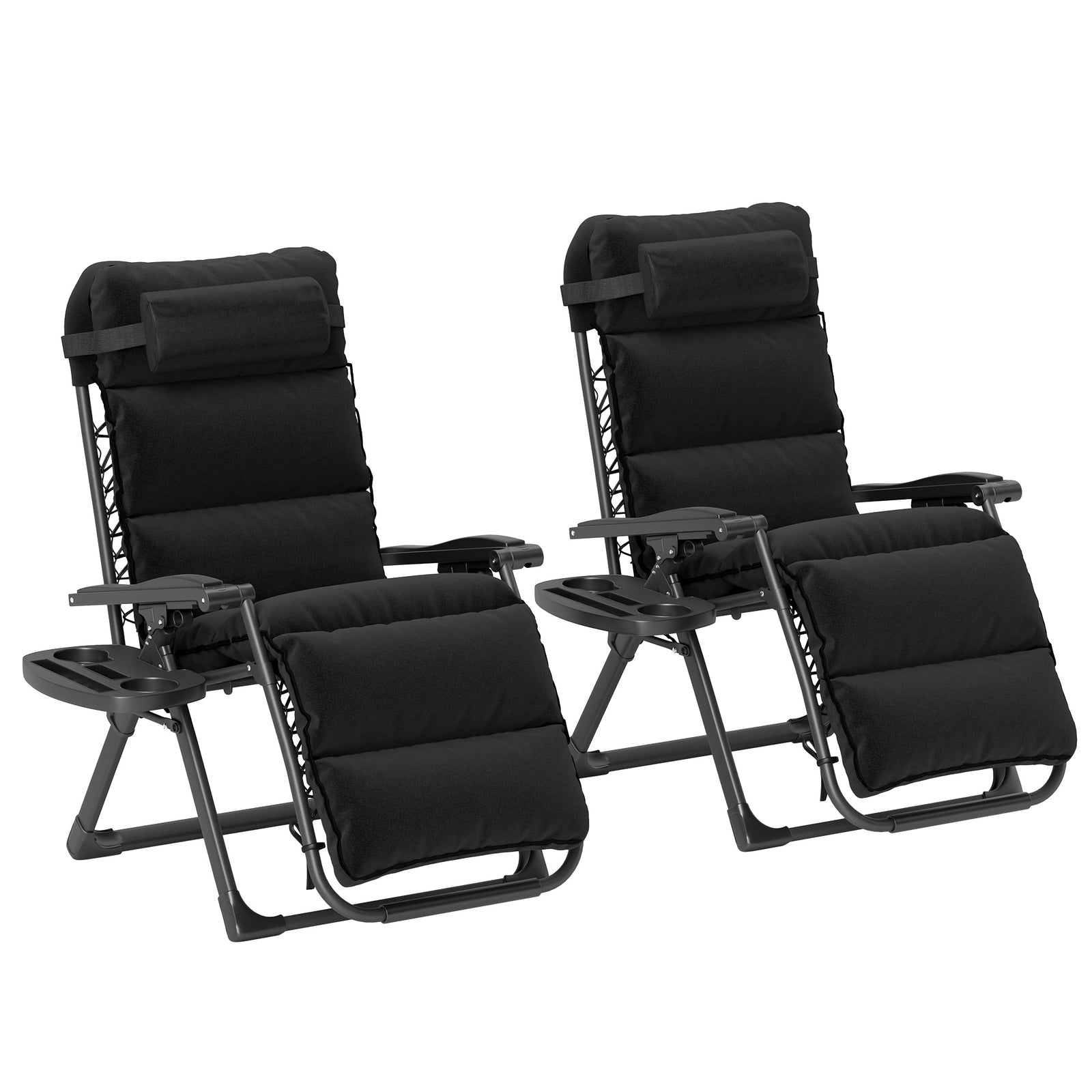 2 Pieces Zero Gravity Chairs, Reclining Folding Sun Lounger | Black