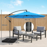 3(m) Banana Parasol Cantilever Umbrella Garden W/ Base Weights | Blue