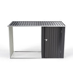 2.5m W Steel Outdoor Garden Storage Shed With Log Stacking Rack | Charcoal Black