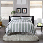 West End Stripe 100% Cotton Duvet Set – Soft & Breathable Bedding | Single | Green