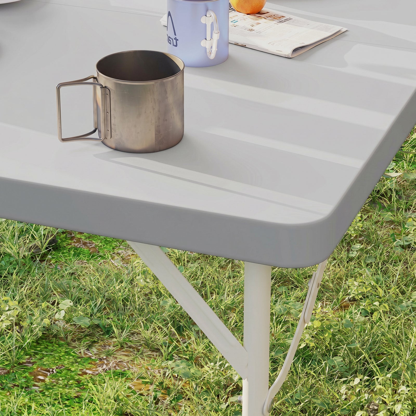 3ft Folding Camping Table W/ 2 Adjustable Height | Dark Gray