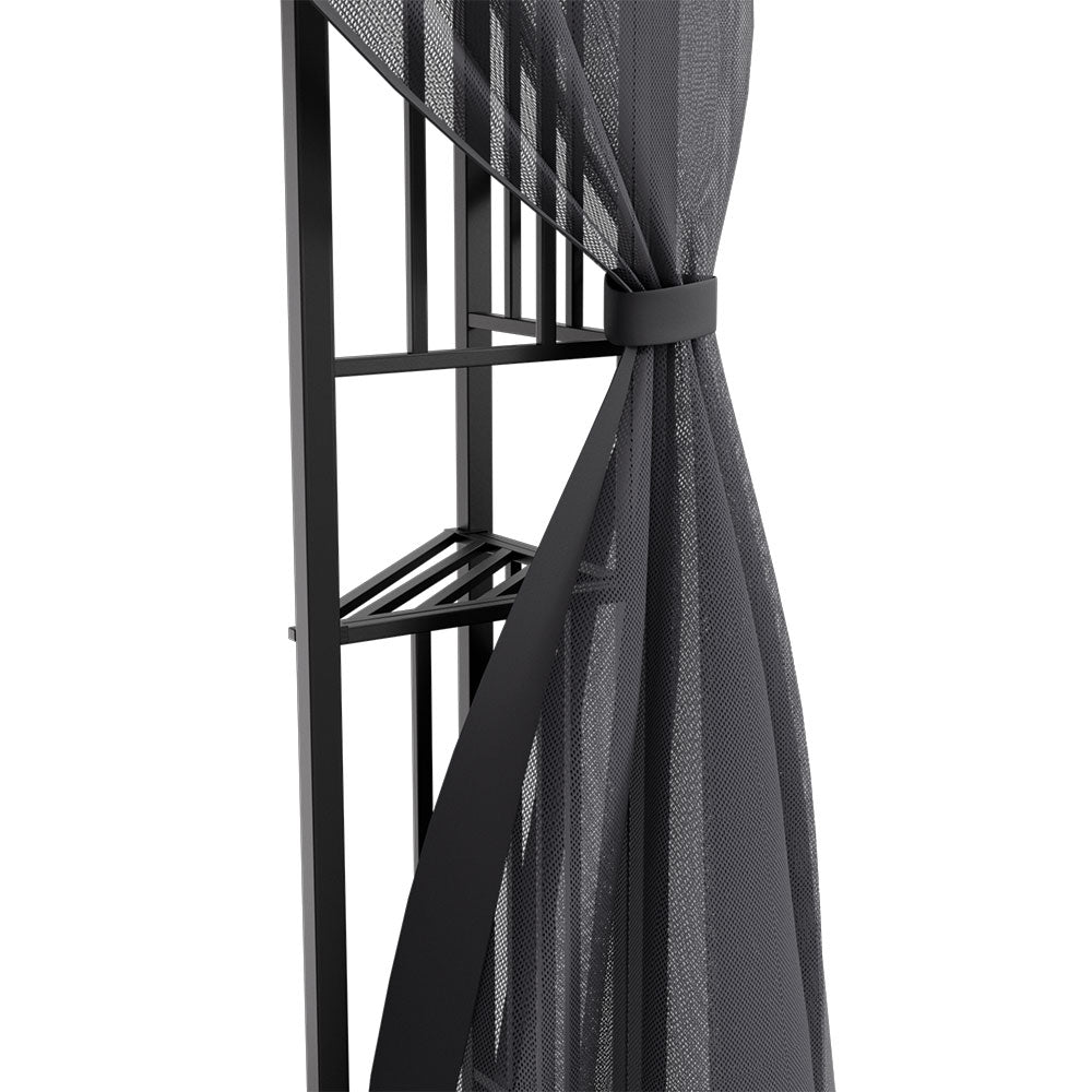 395cm X 295cm Outdoor Garden Gazebo With Ventilated Roof And Mesh Curtains,steel Frame Patio Shelter & Pa-coated Polyester Canopy For Backyard And Parties
