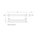 Double Towel Rail 59cm, Up To 10kg, Silver, Architect S+ Collection