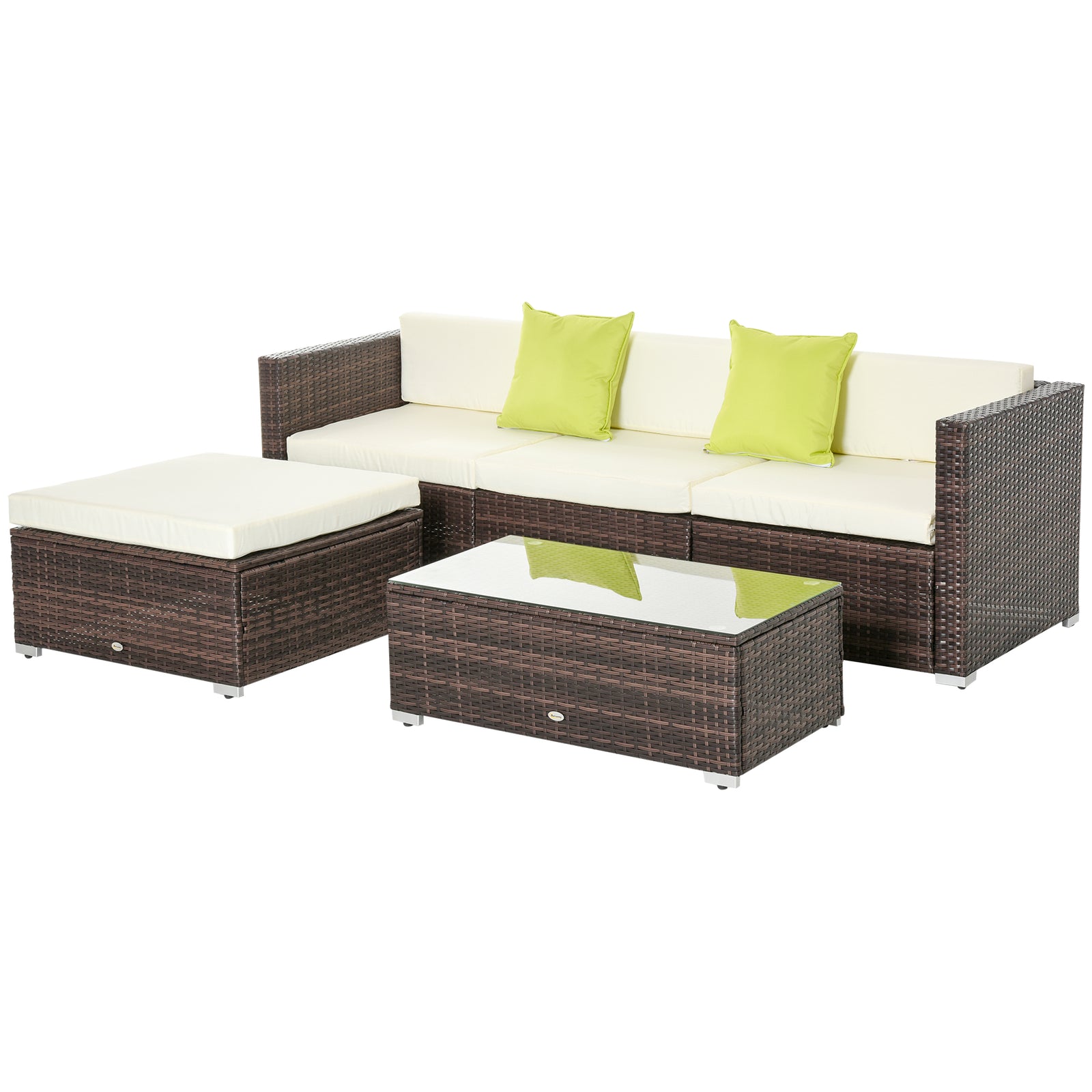 5 Pieces Rattan Sofa Set Wicker Sectional Cushion Patio | Brown