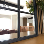 Tomi - Metal Arched Lattice Window Mirror | 95cm x 120cm | Black