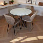 Seattle Dining Table With 4 Jaydn Leather Chairs | Tan