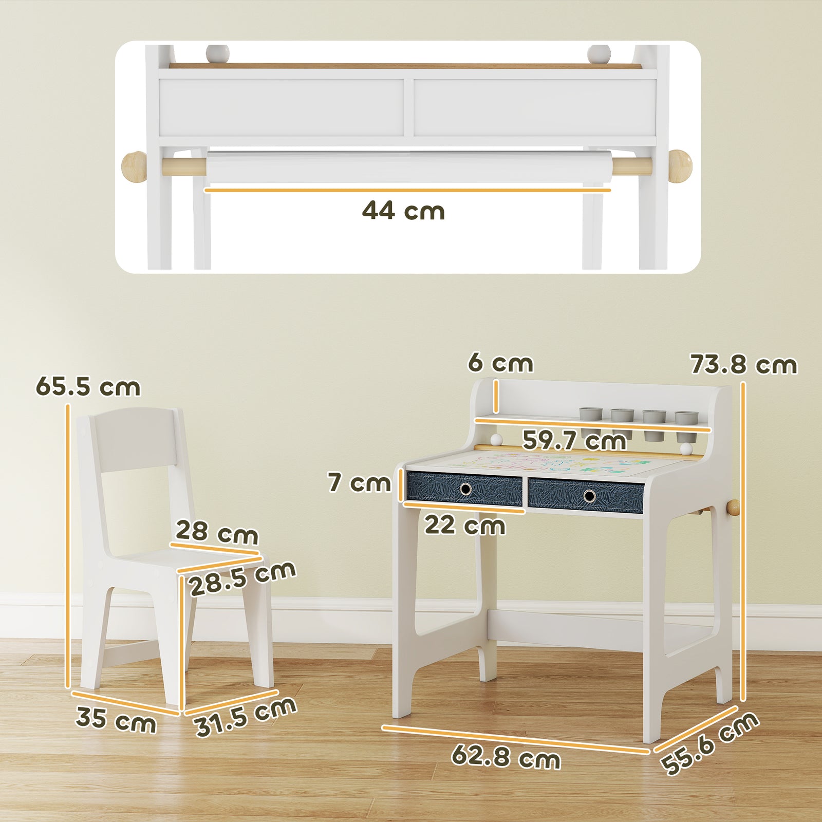 Art Table And Chair Set For Children With Drawers