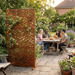 Indoor Outdoor Metal Privacy Screen - Leaf Pattern | Rust