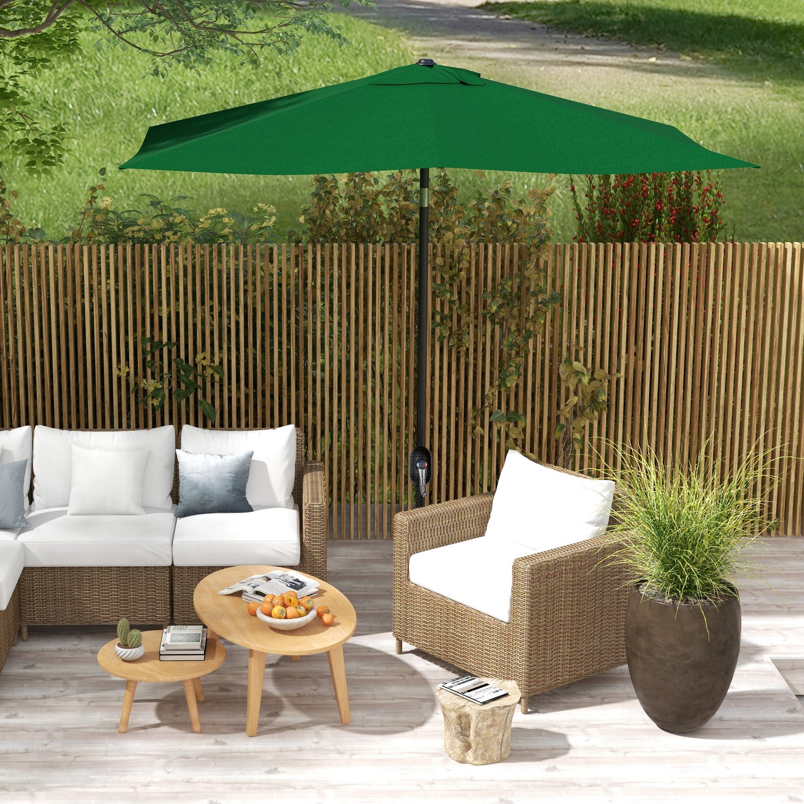 2x3m Rectangular Parasol Patio Outdoor Table Umbrella | Green