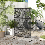 6.5ft Metal Privacy Screen W/ Stand, Leaf Style