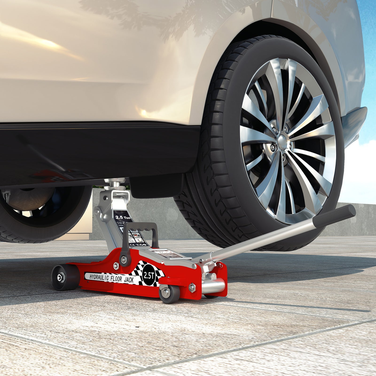 HOMCOM Hydraulic Low Profile Floor Jack, 2.5 T 80-360 Mm Car Jack