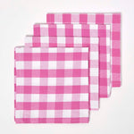 Block Check Cotton Gingham Napkins, Set Of 4 | 45cm x 45cm | Pink