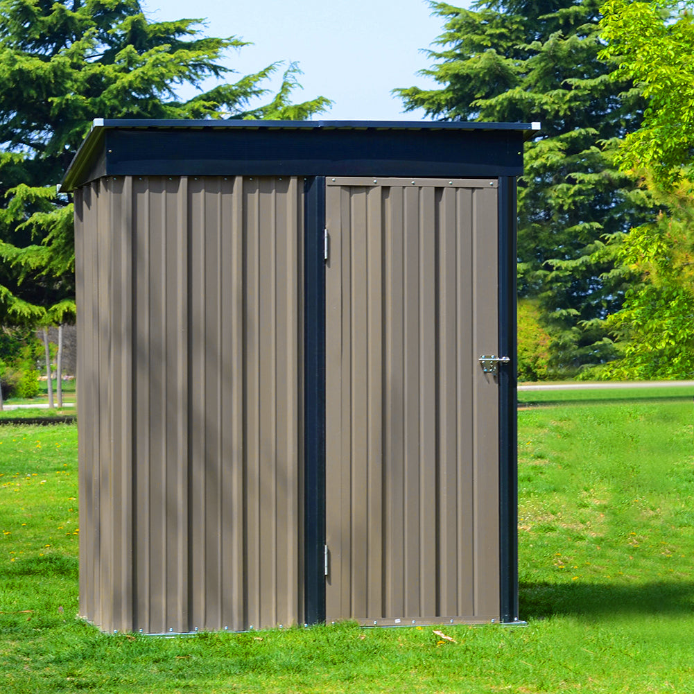 Metal Garden Shed 3x5ft Outdoor Storage Yard Tool Shed Tool Box Lockable | Small | Brown