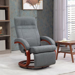 Manual Recliner Swivel Chair With Footrest Armrests | One Size | Gray
